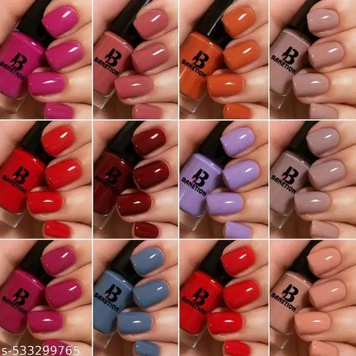 Banetion Matte Nail Polish, Multicolor, Pack of 12