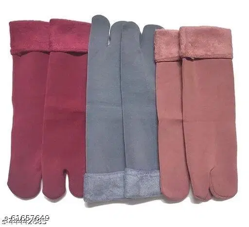 Velvet Socks for Women, Multicolour, Pack of 3 (Free Size)