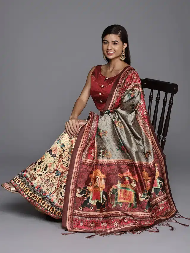 Digital Printed Unstitched Lehenga Choli for Women (Multicolor)