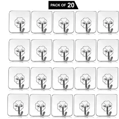 MAGIC PLUS Adhesive Wall Hooks, Pack of 20