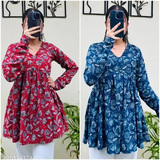 Kurti for Girls, Pack of 2 (Pink, XS)