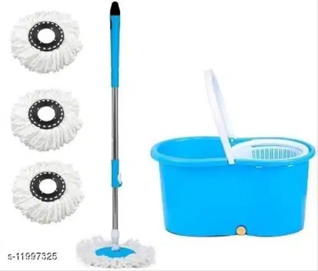 Spin Bucket Mop with 3 Refill, Assorted, Set of 1