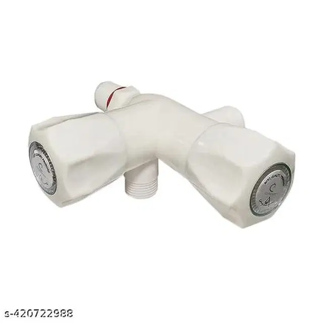 Plastic 2 in 1 Angle Neck Tap, White