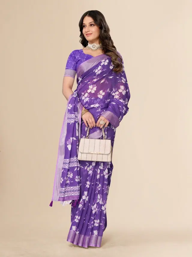Silk Woven Design Saree for Women, Purple (6.3 m)