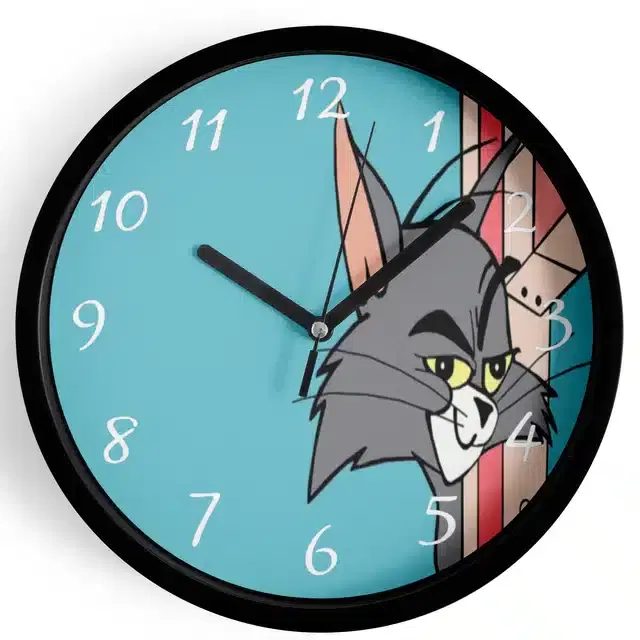 Analog Tom & Jerry Wall Clock for Home, Black, 7 Inches
