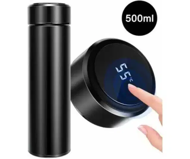 LED Temperature Display Bottle, Black, 500 ml