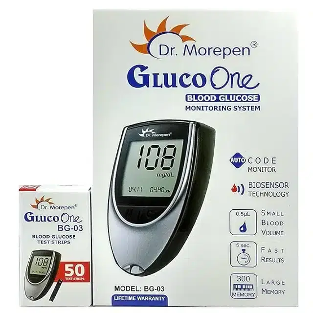 Dr Morepen BG03 Blood Glucose Meter With 50 Strips, Set of 1