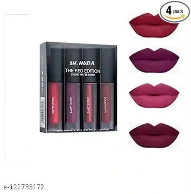 Premium Liquid Matte Lipsticks, Multicolor, Pack of 4