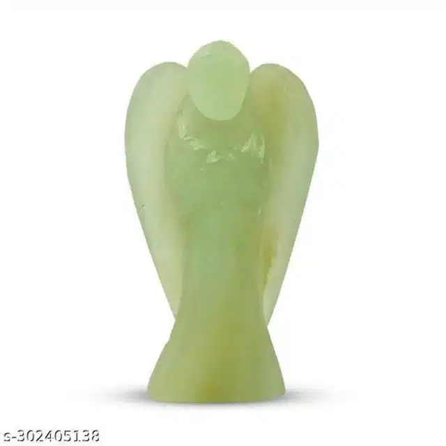 Carved Gemstone Angel Figurine, Light Green