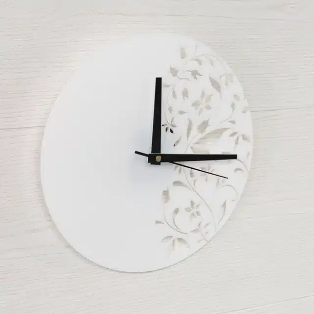 Wooden Designer Wall Clock, White