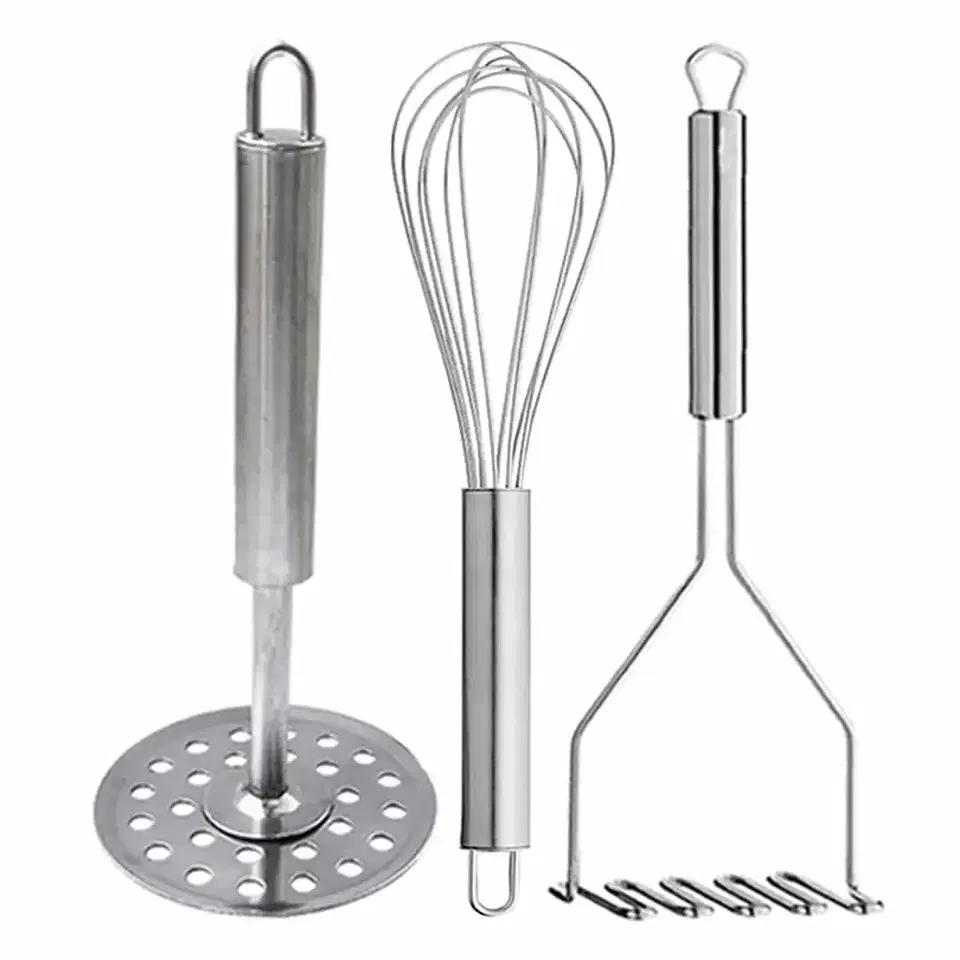 Oc9 Stainless Steel Egg Whisk & Potato Masher For Kitchen Tool Set, Pack Of 2, Oc-200