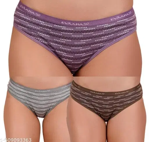 Pack of 3 Premium Cotton Hipster Briefs for Women (Brown, 30)