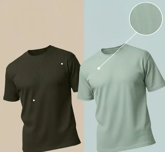 Polyester Round Neck T-shirt for Men, Multicolour, Pack of 2 (M)