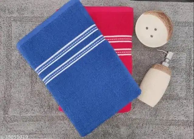 Cotton Bath Towels, Blue & Pink, 27x54 inches, Pack of 2