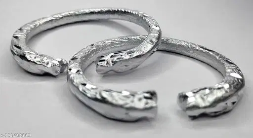 Silver Coated Tiger Face Kada Bracelet for Men (Pack of 2)