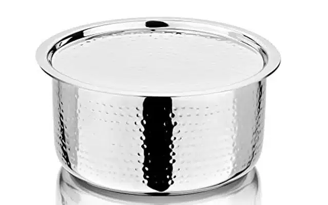 Stainless Steel Patila with Lid, Silver, 14 cm