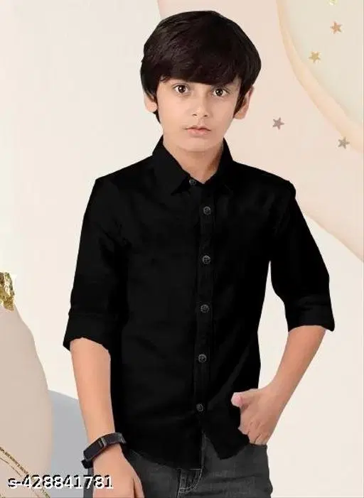 Solid Cotton Kurta Set for Boys (Black, 12-13 Years)