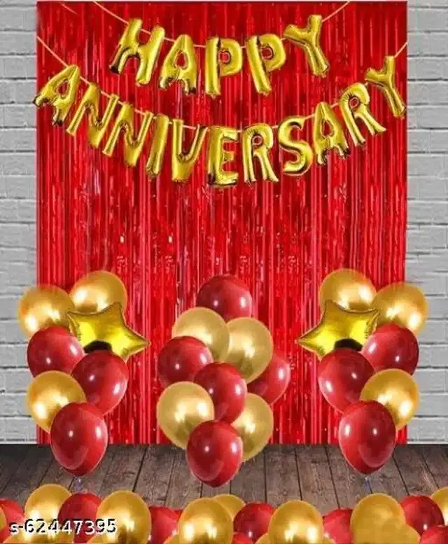 Anniversary Party Decoration Kit, Red & Gold, Set of 50