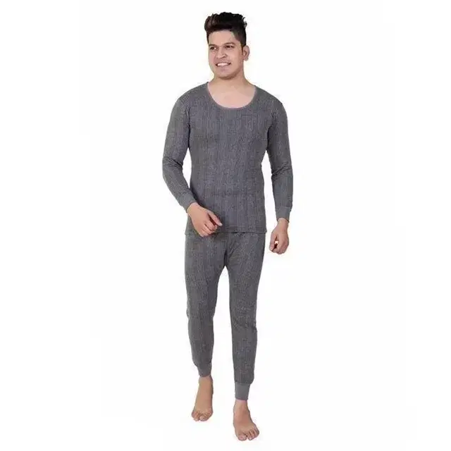 Cotton Blend Thermal Set for Men, Dark grey (M)