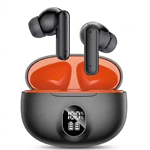 PODS TWS Earbuds with Battery Display (Black/Red)