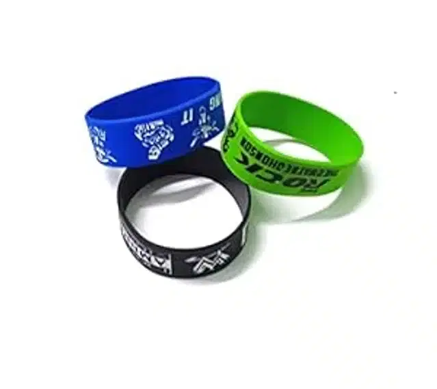 Silicone Wrist Band, Multicolor, Pack of 3