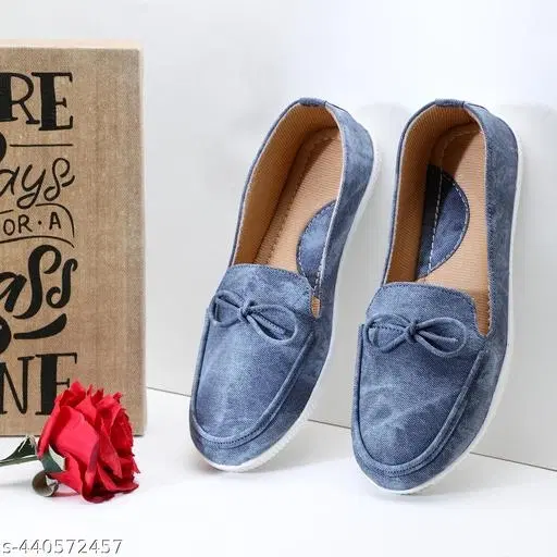 PU Loafers for Women (Blue, 6)