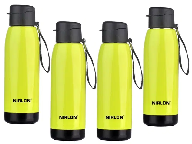 Nirlon Electro Pu Insulated Stainless Steel Inner Side Set Of 4, 750Ml, Break Proof, Leak Proof, Hot & Cold Water Bottle For Home| School | Office | Gym | Hiking | Travel Bottle (Green)