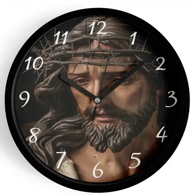Plastic Jesus Printed Wall Clock, Multicolor, 10x10 Inches