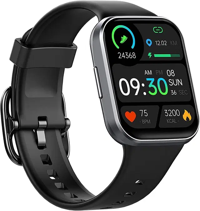 Rubber Strap T 500 Bluetooth Smartwatch for Men & Women, Black