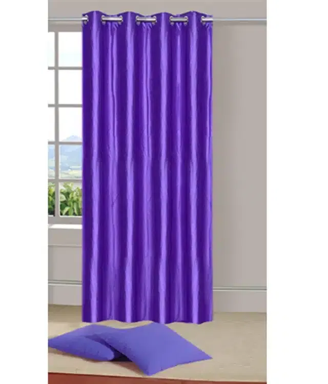Polyester Solid Door & Window Curtains, Purple, 5 feet