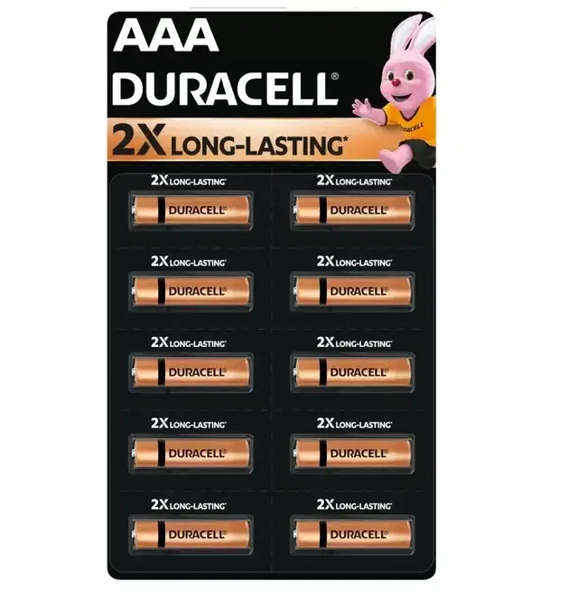 DURACELL Alkaline AAA Battery, Pack of 10