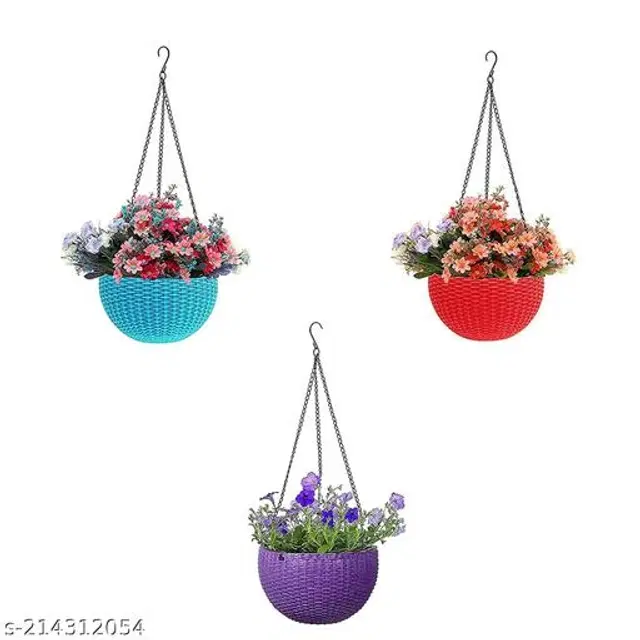 Plastic Hanging Planter, Multicolor, Pack of 3