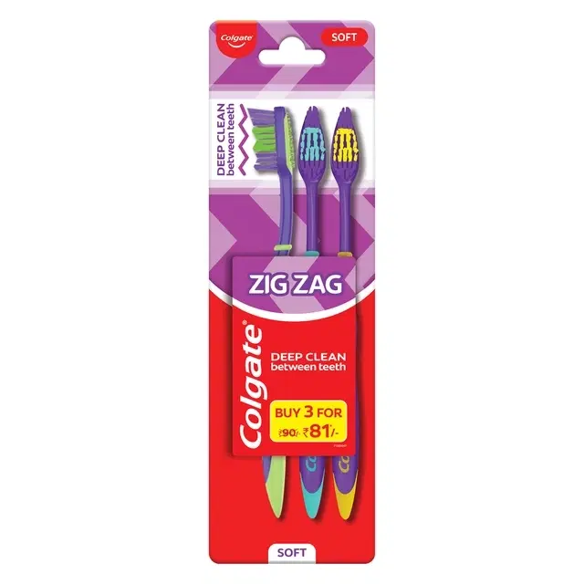 Colgate ZigZag Soft Bristle Toothbrush - 3 Pc