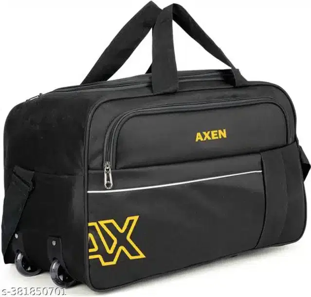 Polyester Trolley Duffel Bag for Men & Women, Black