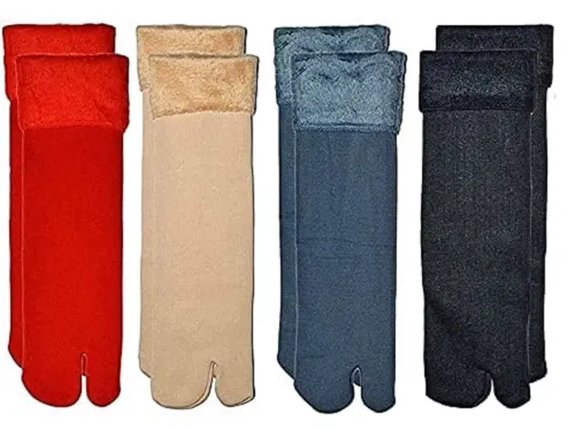 Velvet Solid Socks for Women, Pack of 4 (Multicolor)