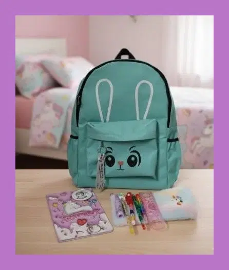 Polyester Backpack, Unicorn Notebook, Plush Journal, & Rainbow Stationery Kit, Multicolour, Set of 1