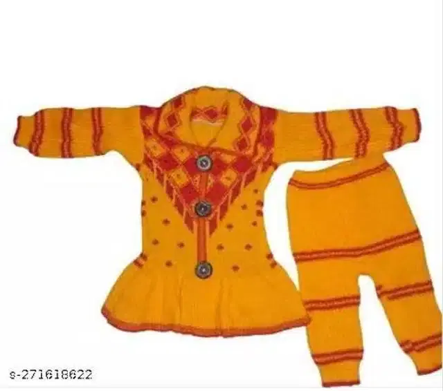 Woolen Sweater & Pant for Girls (Multicolor, 3-6 Months)