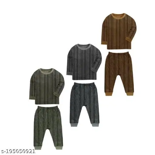 Woolen Thermal Set for Kids, Set of 3 (Multicolor, 12-18 Months)