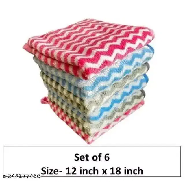 Cotton Face & Hand Towel, Set of 6, Multicolor, 12x18 inches