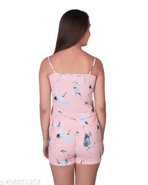 Cotton Blend Printed Night Suit for Women, Multicolour (S)