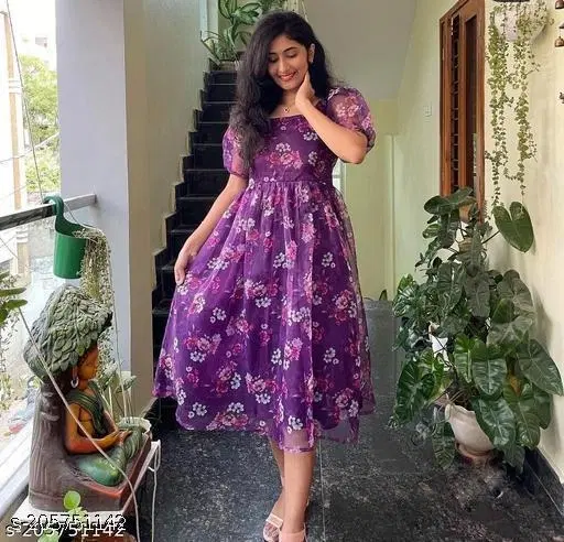 Printed Stylish A-line Kurti for Women (Purple, XS)