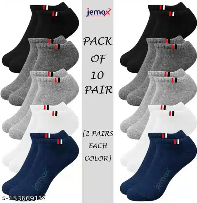Cotton Blend Socks for Men, Set of 10 (Multicolor)