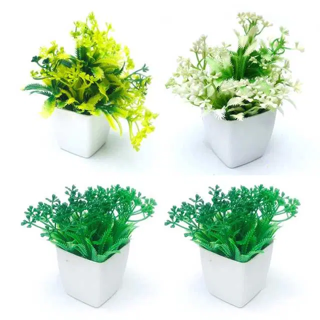 Duli Natural Looking Artificial Flower Pot For Home Decoration, Multicolor, Pack Of 4, D-33