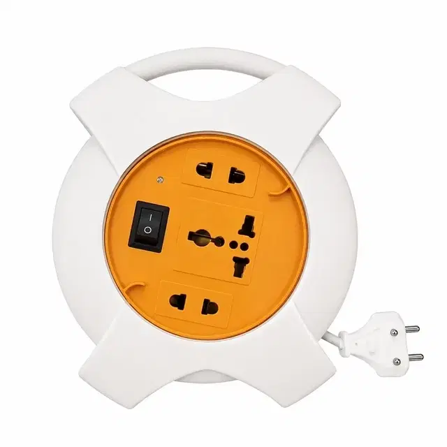 SimpleHome 3+1 Socket Diamond Extension Board with 3 Meter Cable, White & Orange