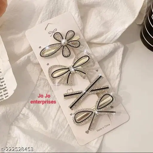 ABS Plastic Hair Clips for Women, Pack of 4 (Multicolor)