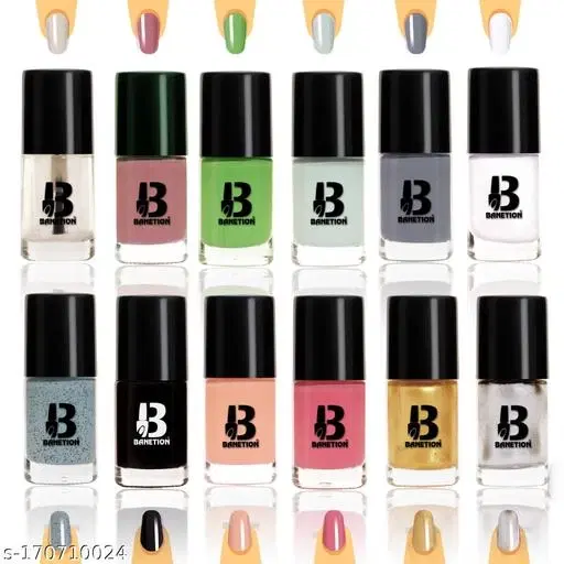 Banetion Matte Nail Polish, Multicolor, Pack of 12