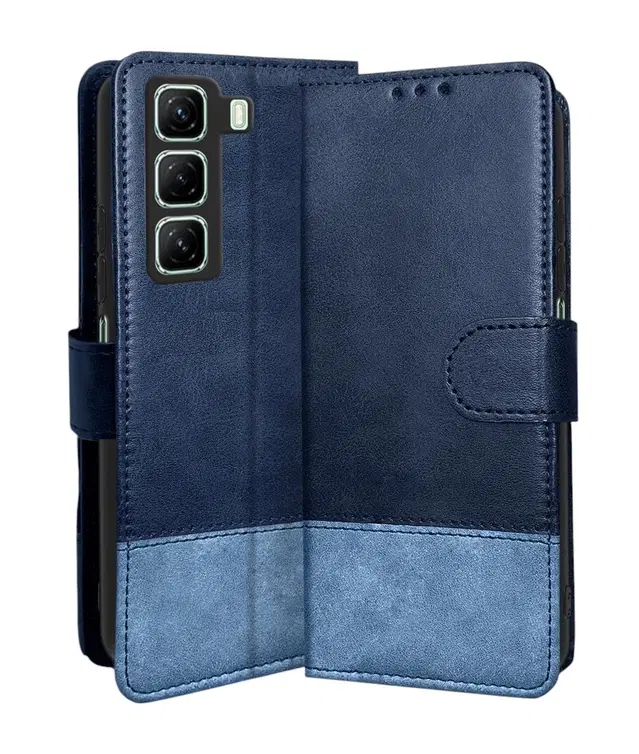 Artificial Leather Mobile Flip Cover for Infinix X6720 / Hot 50 5G, Blue