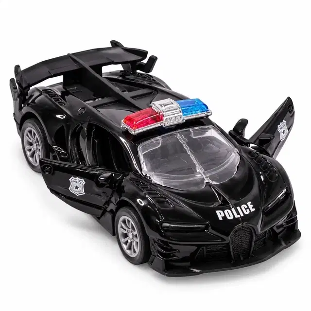 Toy Cloud 1:32 Bugatti Police Die-Cast Pull-Back Car with Opening Doors