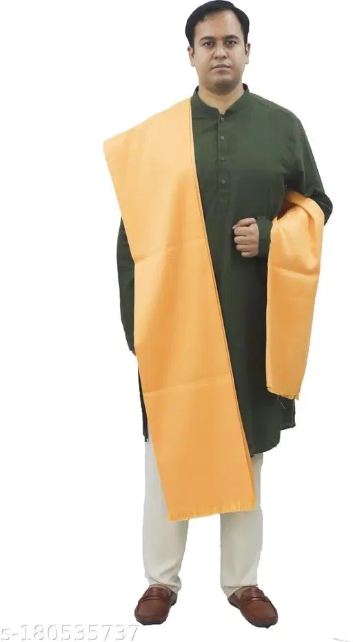 Kavim Yellow Wool Solid Shawl for Women (Yellow, Free Size)