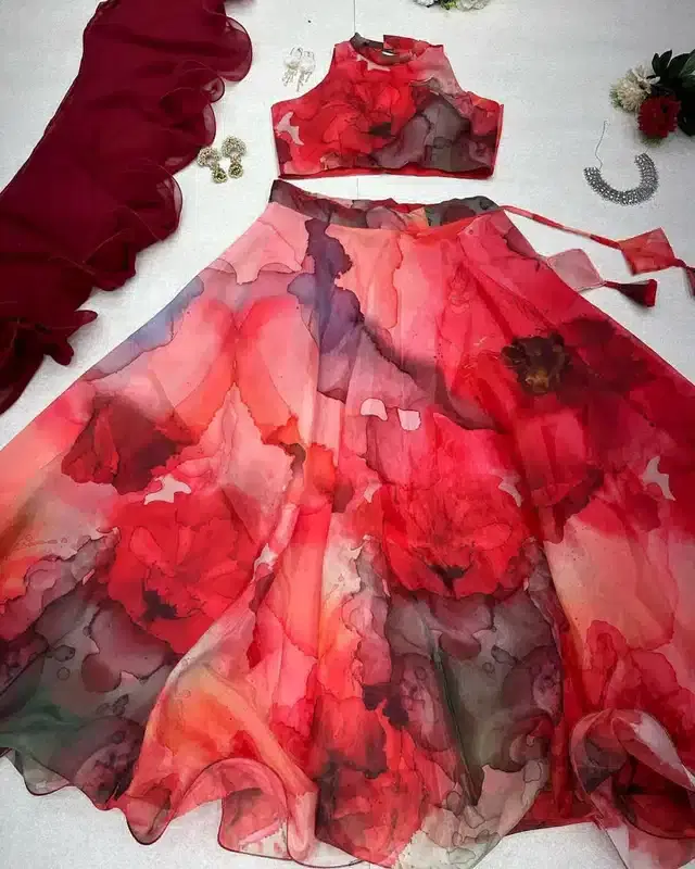 Ready to Wear Lehenga Choli for Women (Red)